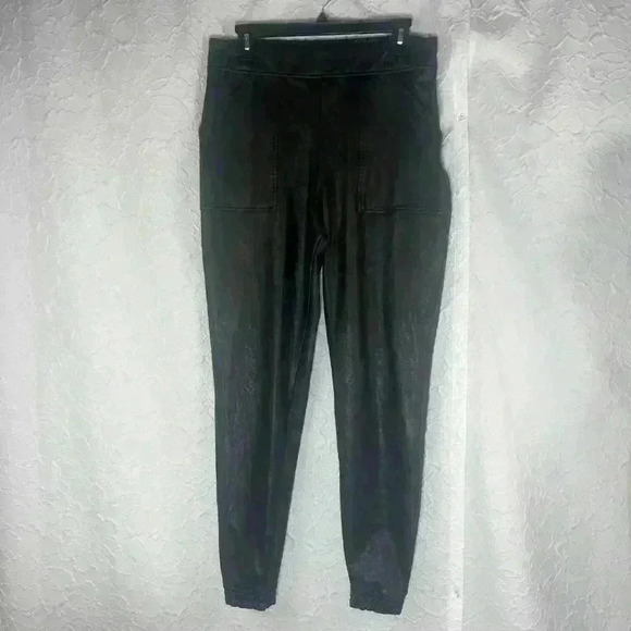 Spanx Faux Leather Jogger High Waisted Pull-On Black Pants - Picture 6 of 11